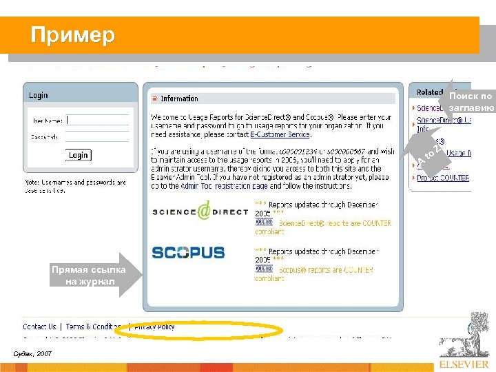 Пример Поиск по заглавию A Прямая ссылка на журнал Судак, 2007 to Z 