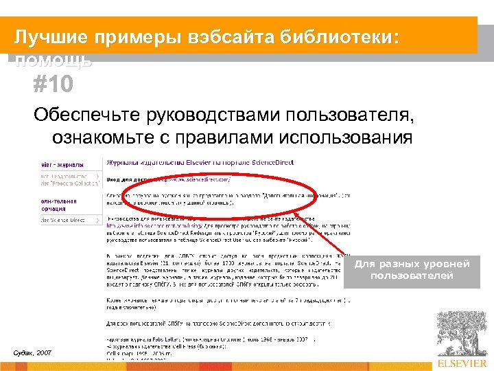 Лучшие примеры вэбсайта библиотеки: помощь #10 Обеспечьте руководствами пользователя, ознакомьте с правилами использования ресурсов