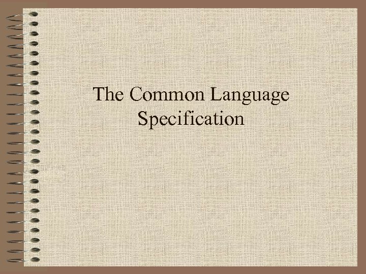 The Common Language Specification 