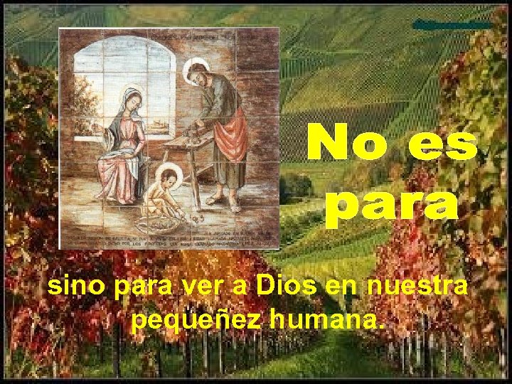 sino para ver a Dios en nuestra pequeñez humana. 