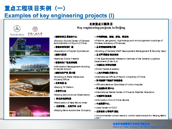 重点 程项 目实 例（一） Examples of key engineering projects (I) 北京重点 程项 目 Key