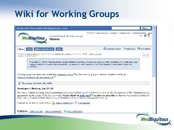 Wiki for Working Groups ® 