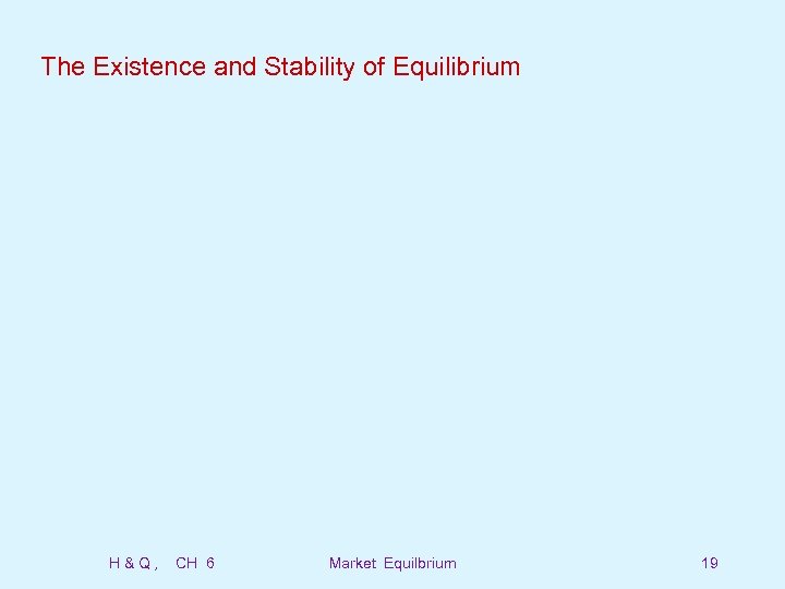 The Existence and Stability of Equilibrium H&Q, CH 6 Market Equilbrium 19 