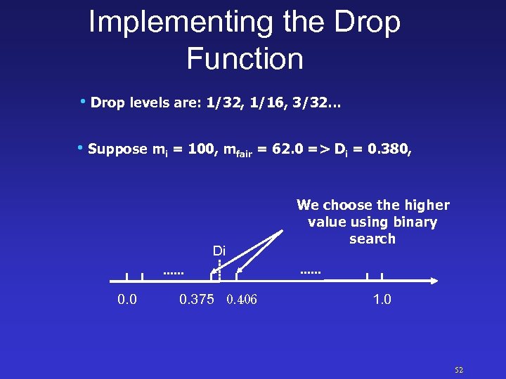 Implementing the Drop Function • Drop levels are: 1/32, 1/16, 3/32… • Suppose mi