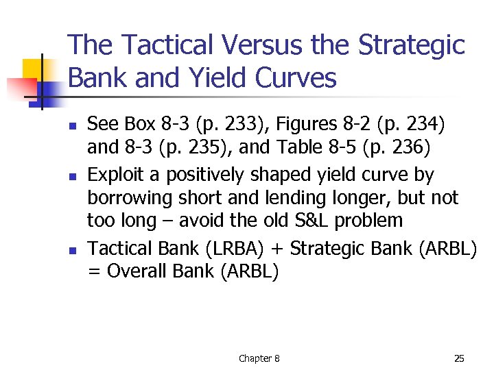 The Tactical Versus the Strategic Bank and Yield Curves n n n See Box