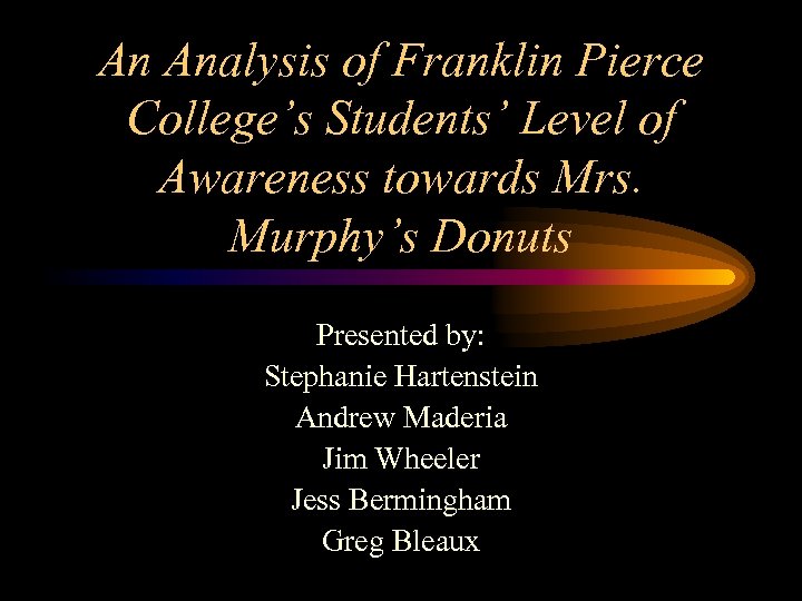 An Analysis of Franklin Pierce College’s Students’ Level of Awareness towards Mrs. Murphy’s Donuts