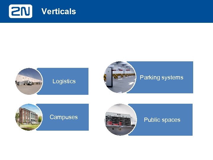 Verticals Logistics Campuses Parking systems Public spaces 