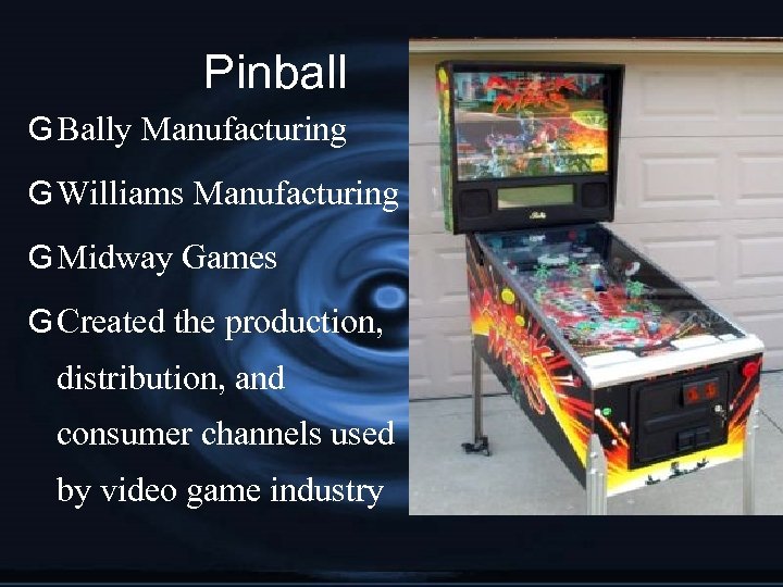 Pinball G Bally Manufacturing G Williams Manufacturing G Midway Games G Created the production,