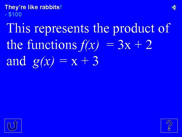 They’re like rabbits! - $100 This represents the product of the functions f(x) =