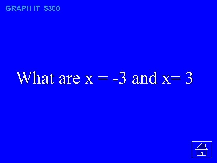 GRAPH IT $300 What are x = -3 and x= 3 