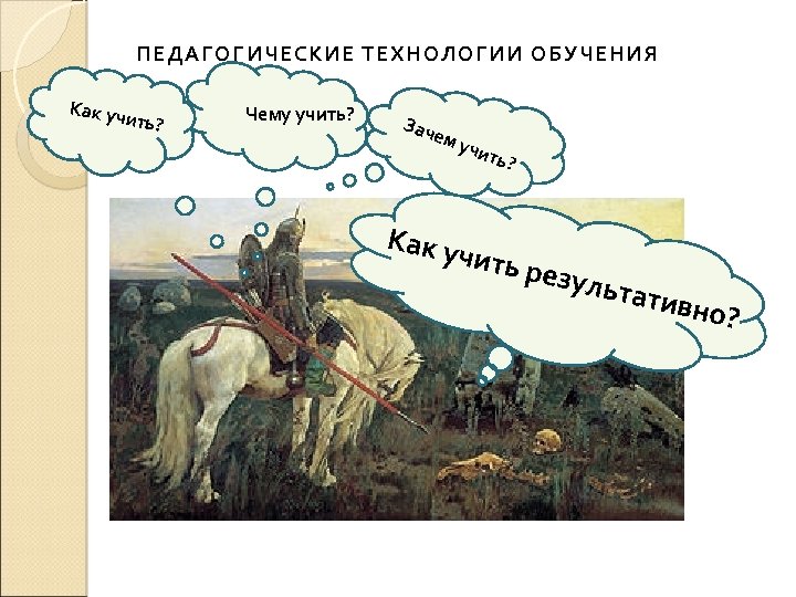 ПЕДАГОГИЧЕСКИЕ ТЕХНОЛОГИИ ОБУЧЕНИЯ Как уч ить? Чему учить? Зач ем у Как у чит