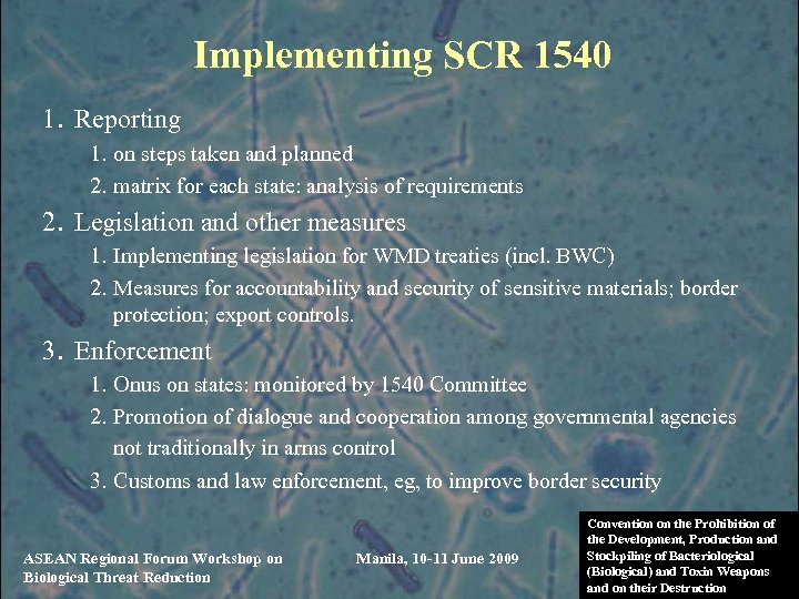 Implementing SCR 1540 1. Reporting 1. on steps taken and planned 2. matrix for