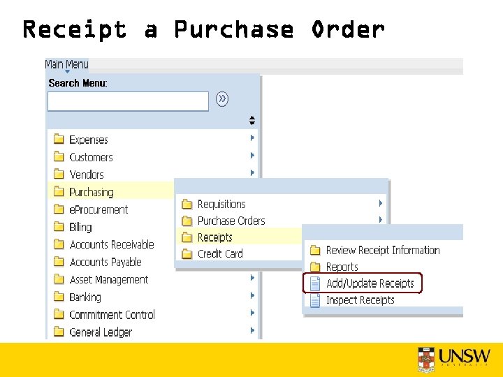 Receipt a Purchase Order 
