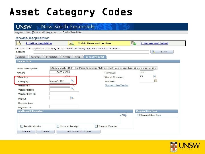 Asset Category Codes 