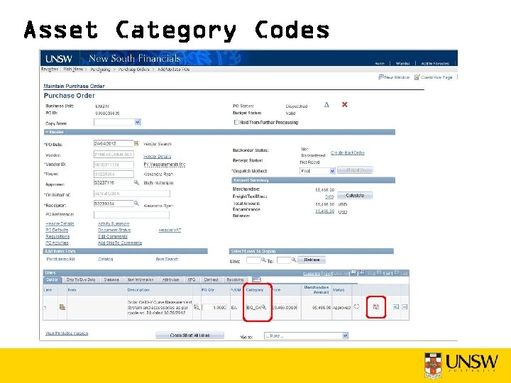 Asset Category Codes 