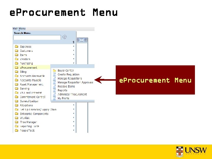 e. Procurement Menu 