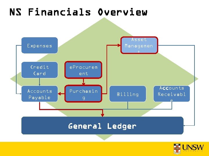 NS Financials Overview Asset Managemen t Expenses Credit Card e. Procurem ent Accounts Payable