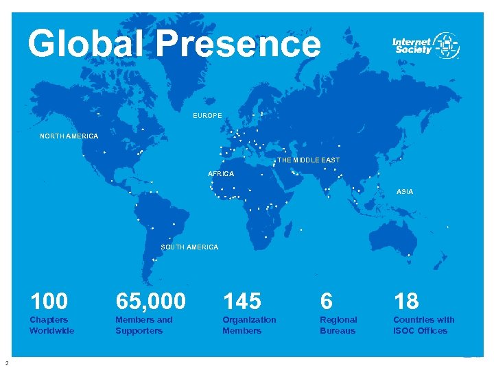 Global Presence EUROPE NORTH AMERICA THE MIDDLE EAST AFRICA ASIA SOUTH AMERICA 100 145