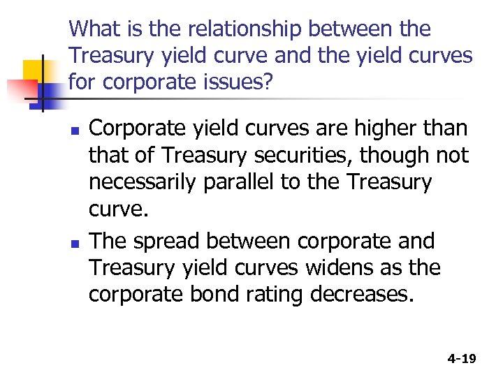 What is the relationship between the Treasury yield curve and the yield curves for