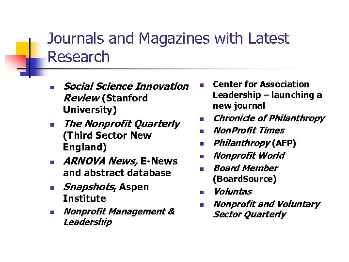 Journals and Magazines with Latest Research n Social Science Innovation Review (Stanford n University)
