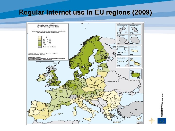 Regular Internet use in EU regions (2009) 