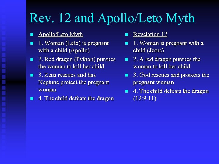 Rev. 12 and Apollo/Leto Myth n n n Apollo/Leto Myth 1. Woman (Leto) is