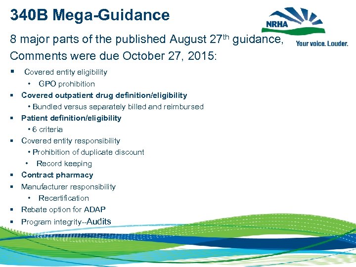 340 B Mega-Guidance 8 major parts of the published August 27 th guidance, Comments