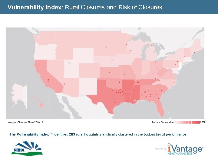 Vulnerability Index: Rural Closures and Risk of Closures Percent Vulnerable Hospital Closures Since 2010