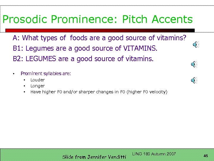 Prosodic Prominence: Pitch Accents A: What types of foods are a good source of