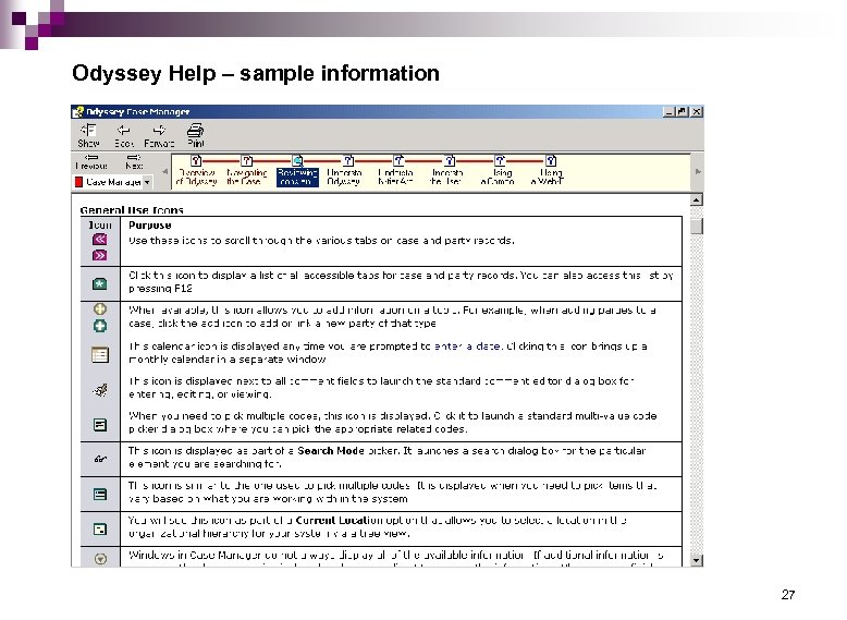 Odyssey Help – sample information 27 