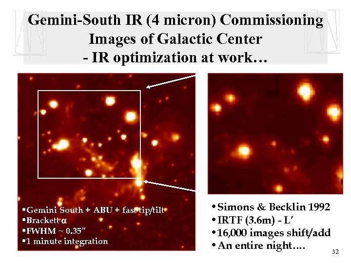 Gemini-South IR (4 micron) Commissioning Images of Galactic Center - IR optimization at work…