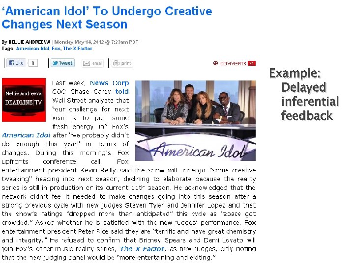 Example: Delayed inferential feedback 