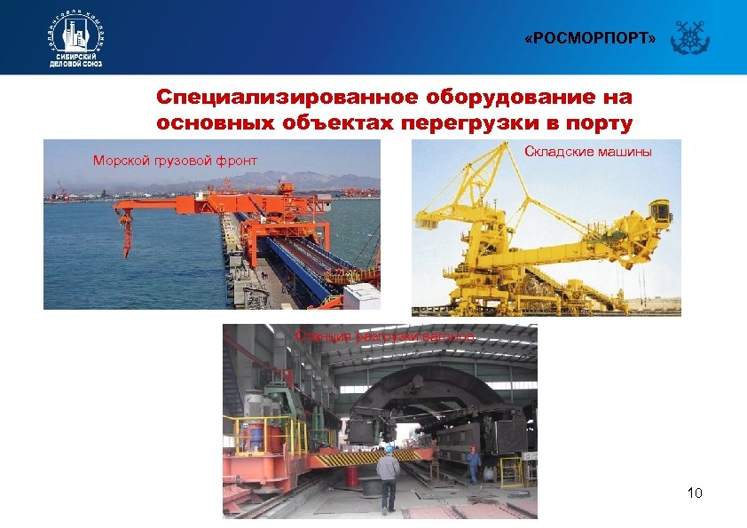  «РОСМОРПОРТ» Специализированное оборудование на основных объектах перегрузки в порту Складские машины Морской грузовой