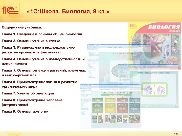  « 1 С: Школа. Биология, 9 кл. » Содержание учебника: Глава 1. Введение