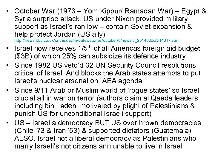  • October War (1973 – Yom Kippur/ Ramadan War) – Egypt & Syria