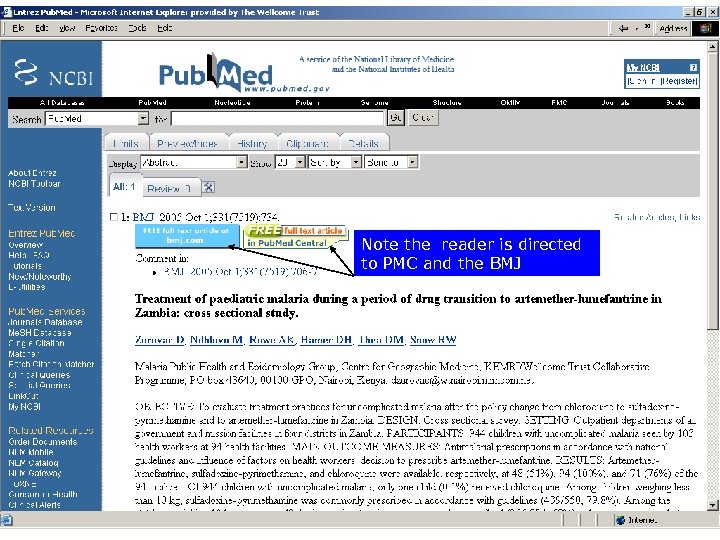 Note the reader is directed to PMC and the BMJ 