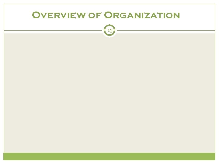 Overview of Organization 13 