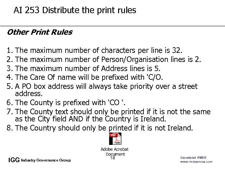 AI 253 Distribute the print rules Other Print Rules 1. The maximum number of