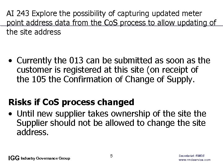 AI 243 Explore the possibility of capturing updated meter point address data from the