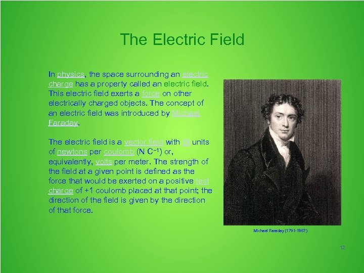 The Electric Field In physics, the space surrounding an electric charge has a property