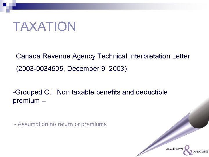 TAXATION Canada Revenue Agency Technical Interpretation Letter (2003 -0034505, December 9 , 2003) -Grouped