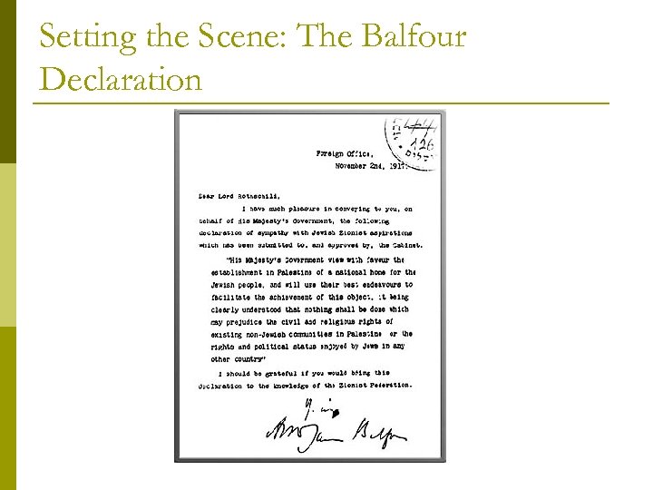 Setting the Scene: The Balfour Declaration 