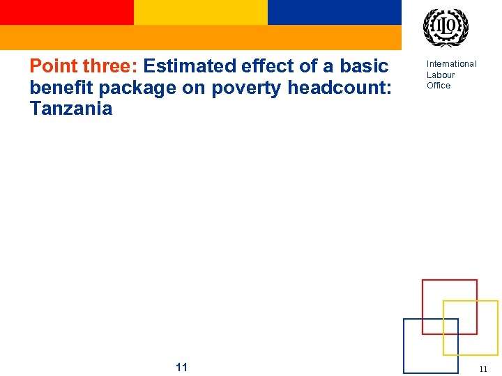 Point three: Estimated effect of a basic benefit package on poverty headcount: Tanzania 11