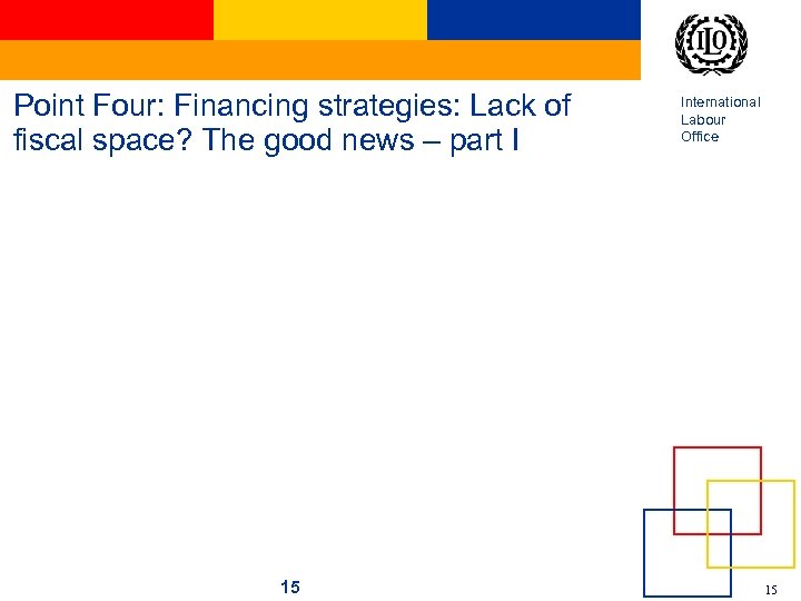 Point Four: Financing strategies: Lack of fiscal space? The good news – part I