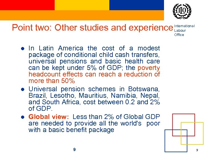 Point two: Other studies and experience International Labour Office l l l In Latin