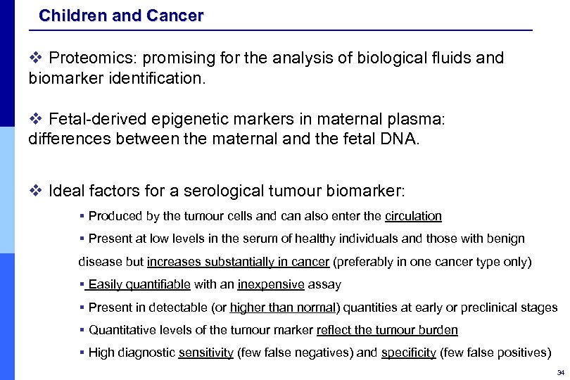 Children and Cancer v Proteomics: promising for the analysis of biological fluids and biomarker