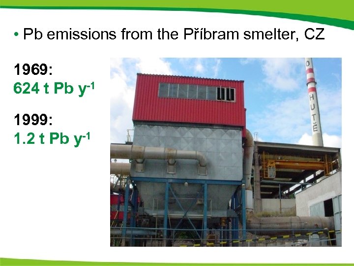  • Pb emissions from the Příbram smelter, CZ 1969: 624 t Pb y-1