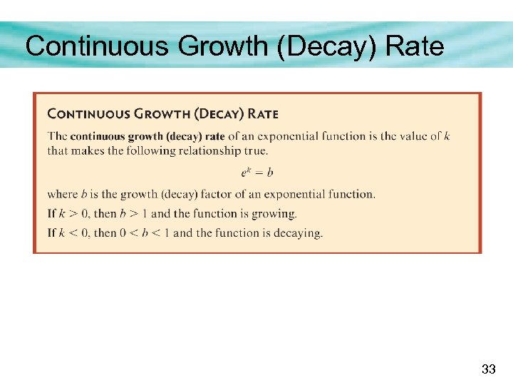 Continuous Growth (Decay) Rate 33 