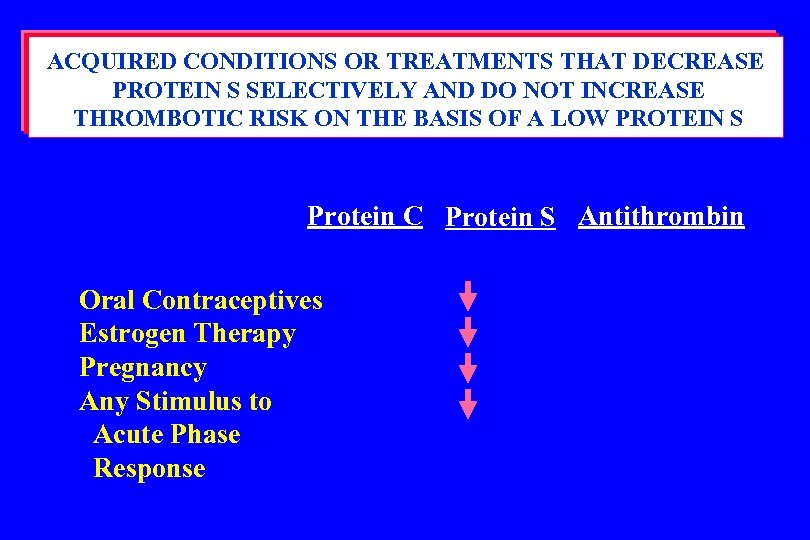 ACQUIRED CONDITIONS OR TREATMENTS THAT DECREASE PROTEIN S SELECTIVELY AND DO NOT INCREASE THROMBOTIC