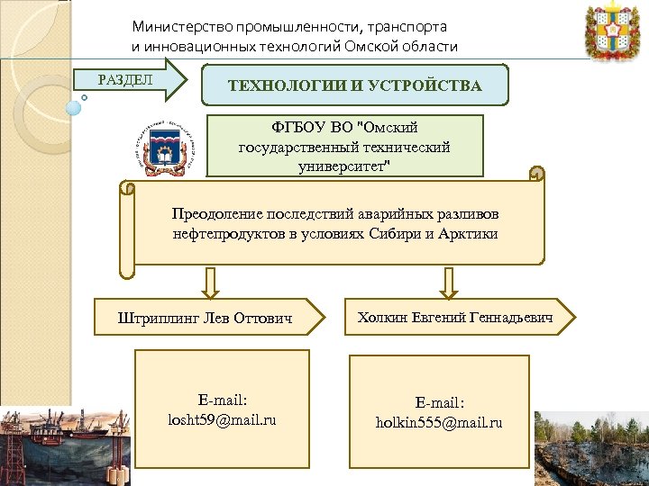 Министерство промышленности, транспорта и инновационных технологий Омской области РАЗДЕЛ ТЕХНОЛОГИИ И УСТРОЙСТВА ФГБОУ ВО